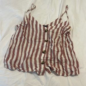 Abercrombie & Fitch striped button up pink and white tank